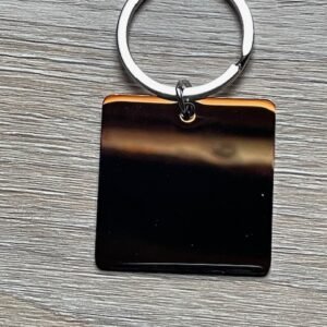 Porte-clé carré en métal n brillant personnalisé