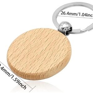 Porte-clé rond en bois à graver.