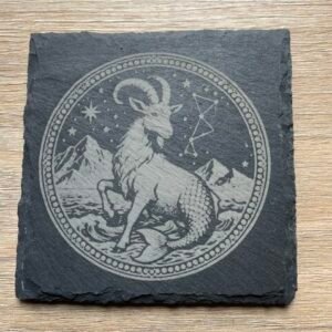 Gravure laser sur ardoise gravé Capricorne personnalisé.