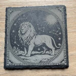 Gravure laser sur ardoise gravé Lion personnalisé.