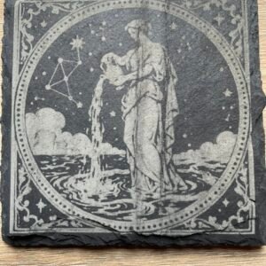 Gravure laser sur ardoise gravé Verseau personnalisé.