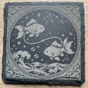Gravure laser sur ardoise gravé Poisson personnalisé.